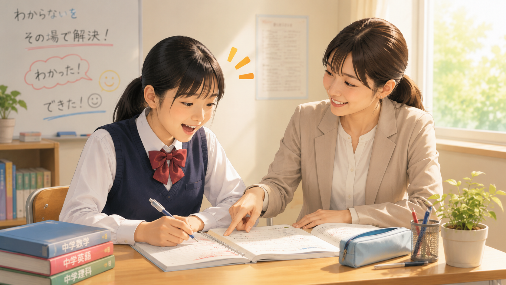 個別指導でその場で解決するイメージ